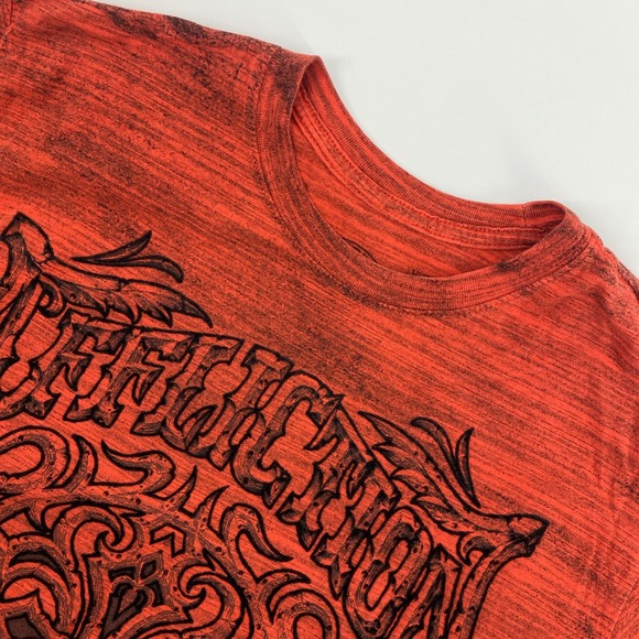 Affliction Other - Affliction Graphic T Shirt Mens Medium Red Black Gothic Cross Space Dye Y2K MMA